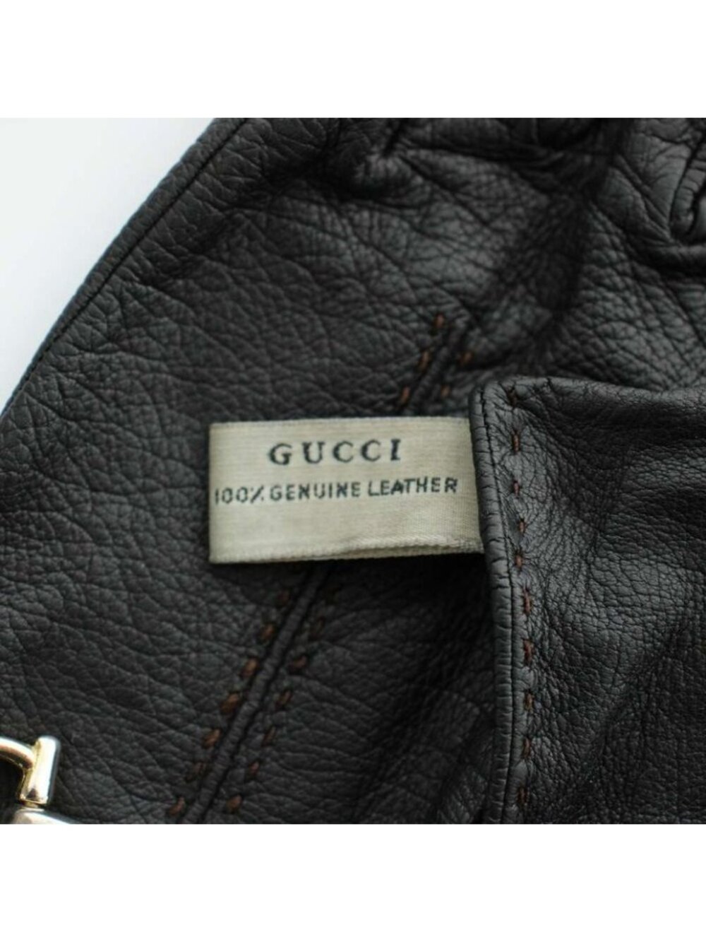 Gucci Gloves 5 Fingers Leather Horsebit Gold Black - Picture 3 of 6